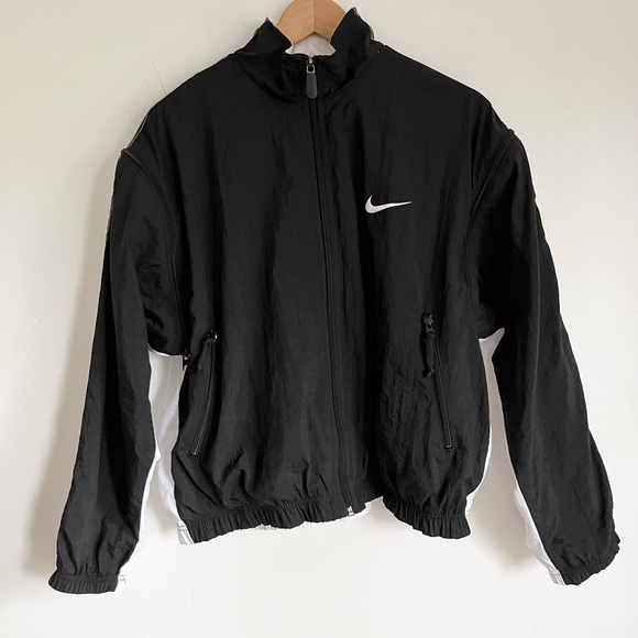 Vintage Nike Tracksuit Black/White Jacket/Pants Nylon Set Removable Sleeves M - Picture 7 of 16